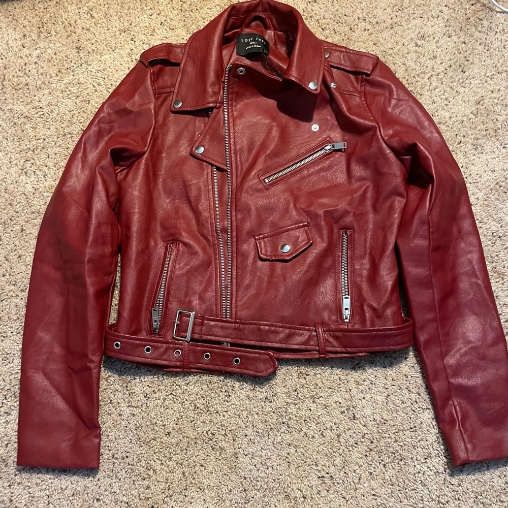 NWT Love Tree faux leather jacket Red Never Worn!
